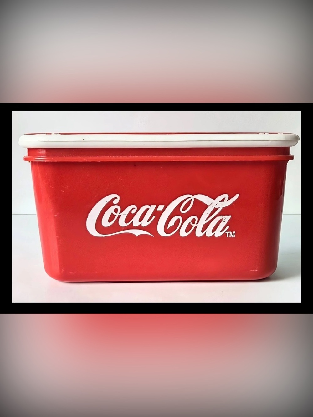 Vintage Coca-Cola Miniature Red Plastic Cooler With 5 new Handkerchiefs included
